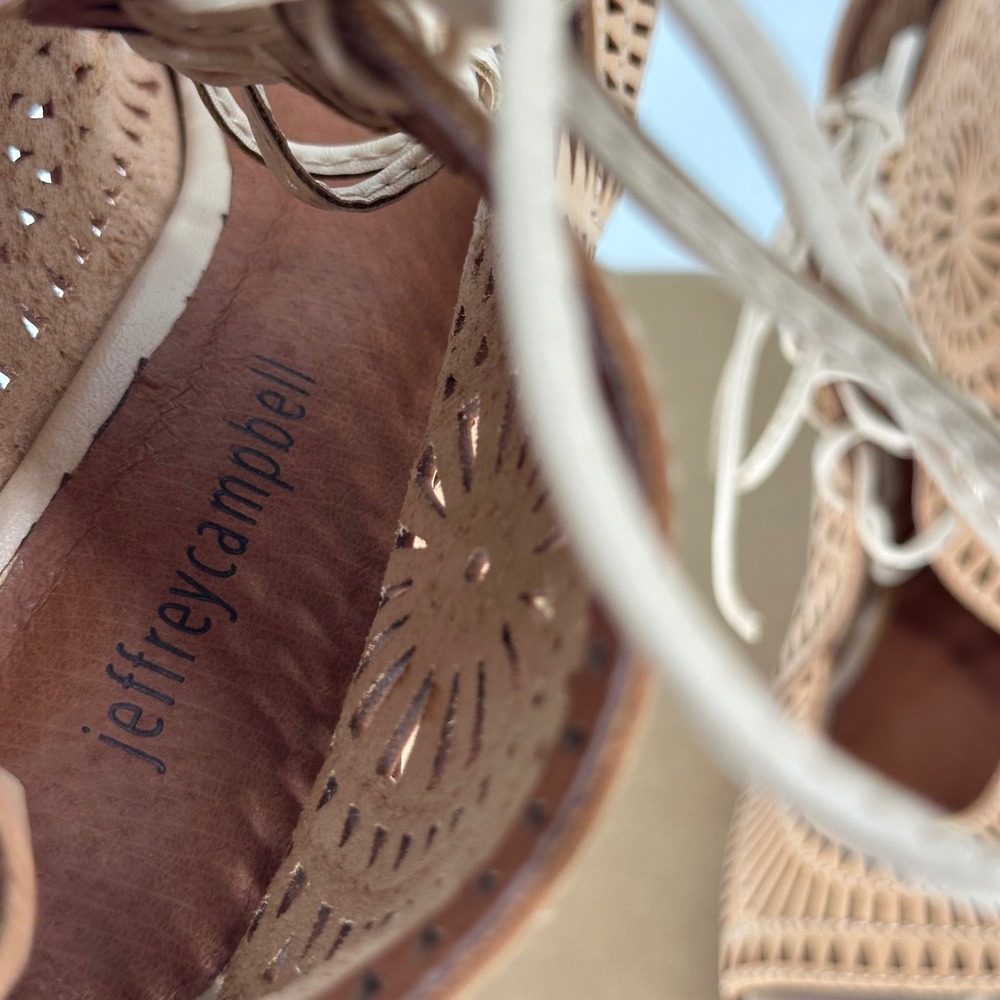 Jeffrey Campbell Rodillo Lace Up Wedge Sandal Heel Coastal‎ Boho Summer 6 - Picture 9 of 11